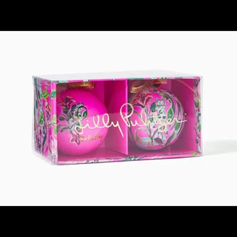Lilly Pulitzer Ornaments in Plumeria Pink I’m Feline Fine